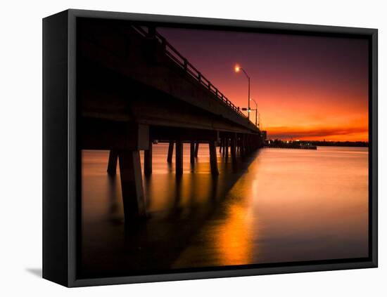 A Drawbridge at Sunset on North Hutchinson Island, Florida-Frances Gallogly-Framed Stretched Canvas