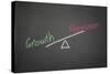 A Drawing Depicting the Balance of Growth and Recession on a Blackboard-Duncan Andison-Stretched Canvas