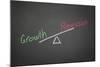 A Drawing Depicting the Balance of Growth and Recession on a Blackboard-Duncan Andison-Mounted Photographic Print