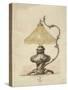 A Drawing of a Silver Table Lamp with a Twisted Fluted Body in Rococo Style-Carl Faberge-Stretched Canvas