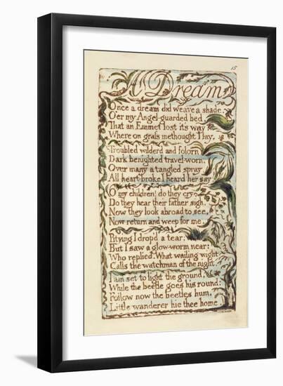 A Dream, Illustration from 'Songs of Innocence and of Experience', Pl.15 1789-94-William Blake-Framed Giclee Print