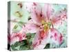 A Dreamy Romantic Floral Montage of a Lily with Petals, Photography, Many Layer Work-Alaya Gadeh-Stretched Canvas