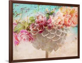 A Dreamy Romantic Floral Montage of a Pon Pon Dahlia with Roses, Photography, Many Layer Work-Alaya Gadeh-Framed Photographic Print