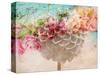 A Dreamy Romantic Floral Montage of a Pon Pon Dahlia with Roses, Photography, Many Layer Work-Alaya Gadeh-Stretched Canvas