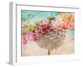 A Dreamy Romantic Floral Montage of a Pon Pon Dahlia with Roses, Photography, Many Layer Work-Alaya Gadeh-Framed Photographic Print