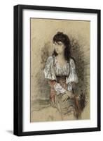A Dressed up Peasant, 1876 (Watercolour and Pencil on Paper)-Antoine Auguste Ernest Herbert or Hebert-Framed Giclee Print