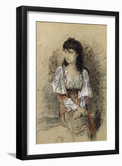 A Dressed up Peasant, 1876 (Watercolour and Pencil on Paper)-Antoine Auguste Ernest Herbert or Hebert-Framed Giclee Print