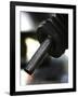 A Drip of Gas Falls from Nozzle at a Gasoline Station-null-Framed Photographic Print