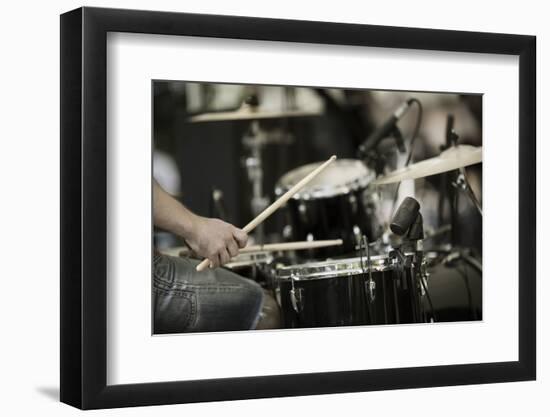 A Drummer on the Rock Concert-Kuzma-Framed Premium Photographic Print