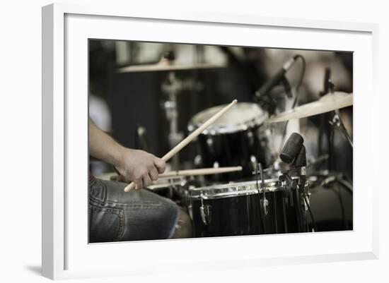 A Drummer on the Rock Concert-Kuzma-Framed Photographic Print