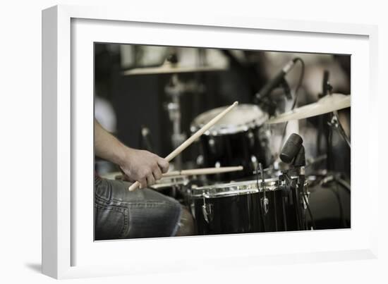 A Drummer on the Rock Concert-Kuzma-Framed Photographic Print