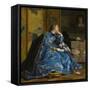 A Duchess (The Blue Dress), C.1866 (Oil on Panel)-Alfred Emile Stevens-Framed Stretched Canvas