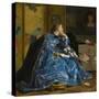 A Duchess (The Blue Dress), C.1866 (Oil on Panel)-Alfred Emile Stevens-Stretched Canvas