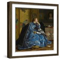 A Duchess (The Blue Dress), C.1866 (Oil on Panel)-Alfred Emile Stevens-Framed Giclee Print