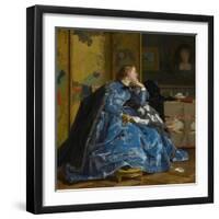 A Duchess (The Blue Dress), C.1866 (Oil on Panel)-Alfred Emile Stevens-Framed Giclee Print