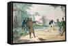 A Duel-Eugene Louis Lami-Framed Stretched Canvas