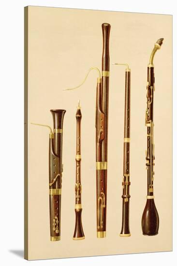 A Dulcian, an Oboe, a Bassoon, an Oboe da Caccia and a Basset Horn, from 'Musical Instruments'-Alfred James Hipkins-Stretched Canvas