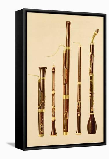 A Dulcian, an Oboe, a Bassoon, an Oboe da Caccia and a Basset Horn, from 'Musical Instruments'-Alfred James Hipkins-Framed Stretched Canvas