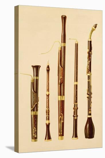 A Dulcian, an Oboe, a Bassoon, an Oboe da Caccia and a Basset Horn, from 'Musical Instruments'-Alfred James Hipkins-Stretched Canvas