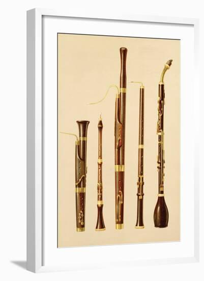 A Dulcian, an Oboe, a Bassoon, an Oboe da Caccia and a Basset Horn, from 'Musical Instruments'-Alfred James Hipkins-Framed Giclee Print