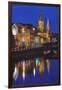 A dusk view of St. Fin Barre's Cathedral, on the banks of the Lee River, in Cork, County Cork, Muns-Nigel Hicks-Framed Photographic Print