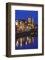 A dusk view of St. Fin Barre's Cathedral, on the banks of the Lee River, in Cork, County Cork, Muns-Nigel Hicks-Framed Photographic Print