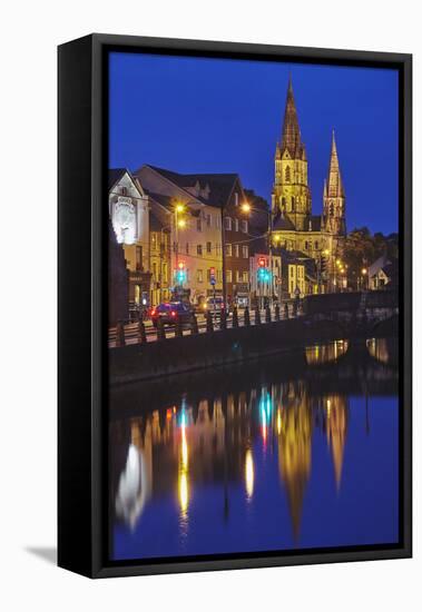 A dusk view of St. Fin Barre's Cathedral, on the banks of the Lee River, in Cork, County Cork, Muns-Nigel Hicks-Framed Stretched Canvas