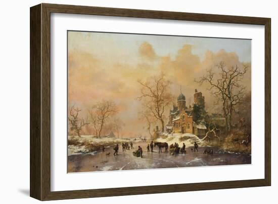 A Dutch Canal Scene, 1859-Joseph Bail-Framed Giclee Print