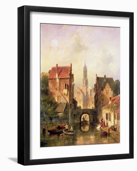 A Dutch Canal Scene, 1866-Charles-Henri-Joseph Leickert-Framed Giclee Print