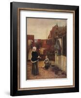 'A Dutch Courtyard', c1658, (1911)-Pieter De Hooch-Framed Giclee Print