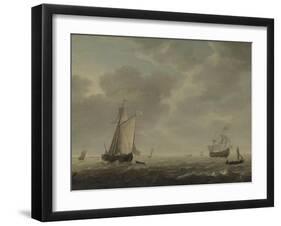 A Dutch Man-Of-War and Various Vessels in a Breeze, C. 1640-Simon de Vlieger-Framed Giclee Print