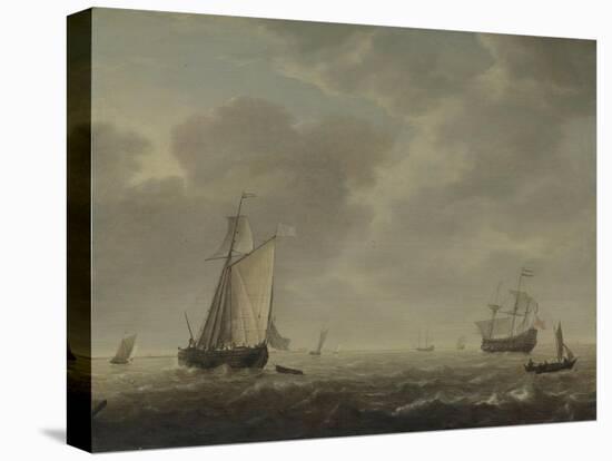A Dutch Man-Of-War and Various Vessels in a Breeze, C. 1640-Simon de Vlieger-Stretched Canvas