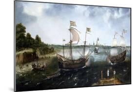 A Dutch Merchant Ship Attacked by a British Privateer, off the Coast of La Rochelle (France). Paint-null-Mounted Giclee Print