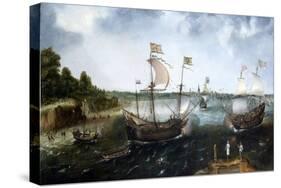 A Dutch Merchant Ship Attacked by a British Privateer, off the Coast of La Rochelle (France). Paint-null-Stretched Canvas