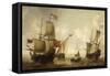 A Dutch Merchantman with a Wijdschip and other Shipping off Amsterdam-Jacob Adriansz Bellevois-Framed Stretched Canvas