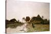 A Dutch River Landscape with Windmills-Henry Thomas Alken-Stretched Canvas