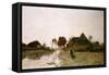 A Dutch River Landscape with Windmills-Henry Thomas Alken-Framed Stretched Canvas