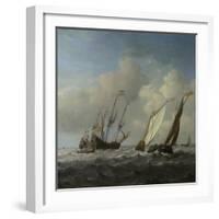 A Dutch Ship, a Yacht and Smaller Vessels in a Breeze, C. 1660-Willem Van De Velde The Younger-Framed Giclee Print