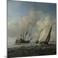 A Dutch Ship, a Yacht and Smaller Vessels in a Breeze, C. 1660-Willem Van De Velde The Younger-Mounted Giclee Print