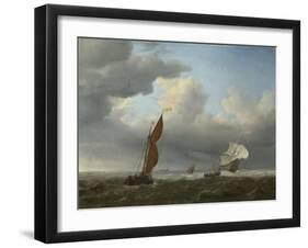 A Dutch Ship and Other Small Vessels in a Strong Breeze, 1658-Willem Van De Velde The Younger-Framed Giclee Print