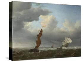 A Dutch Ship and Other Small Vessels in a Strong Breeze, 1658-Willem Van De Velde The Younger-Stretched Canvas