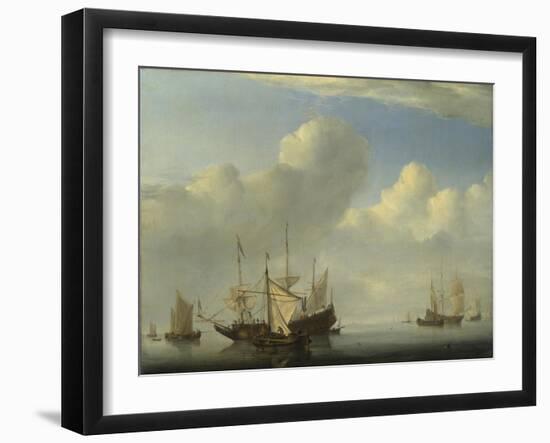 A Dutch Ship Coming to Anchor, 1657-Willem Van De Velde The Younger-Framed Giclee Print