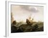 A Dutch Trading Ship to the East Indies Lets Two Herring Fishing Boats Pass. Oil Painting, Mid-17Th-Bonaventura Peeters-Framed Giclee Print