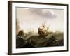 A Dutch Trading Ship to the East Indies Lets Two Herring Fishing Boats Pass. Oil Painting, Mid-17Th-Bonaventura Peeters-Framed Giclee Print