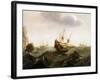 A Dutch Trading Ship to the East Indies Lets Two Herring Fishing Boats Pass. Oil Painting, Mid-17Th-Bonaventura Peeters-Framed Giclee Print