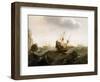 A Dutch Trading Ship to the East Indies Lets Two Herring Fishing Boats Pass. Oil Painting, Mid-17Th-Bonaventura Peeters-Framed Giclee Print