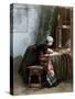 A Dutchwoman Cutting Cloth, 1889-Bisschop Bisschop-Stretched Canvas