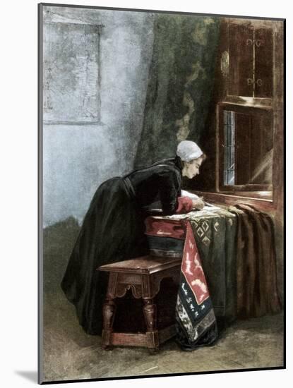 A Dutchwoman Cutting Cloth, 1889-Bisschop Bisschop-Mounted Giclee Print
