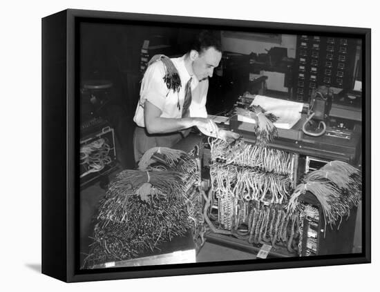 A Engineer Works on a IBM Computer Used to Administer Gl Insurance Dividend for Millions of Vets-null-Framed Stretched Canvas