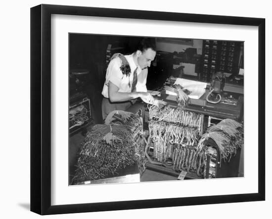 A Engineer Works on a IBM Computer Used to Administer Gl Insurance Dividend for Millions of Vets-null-Framed Photo